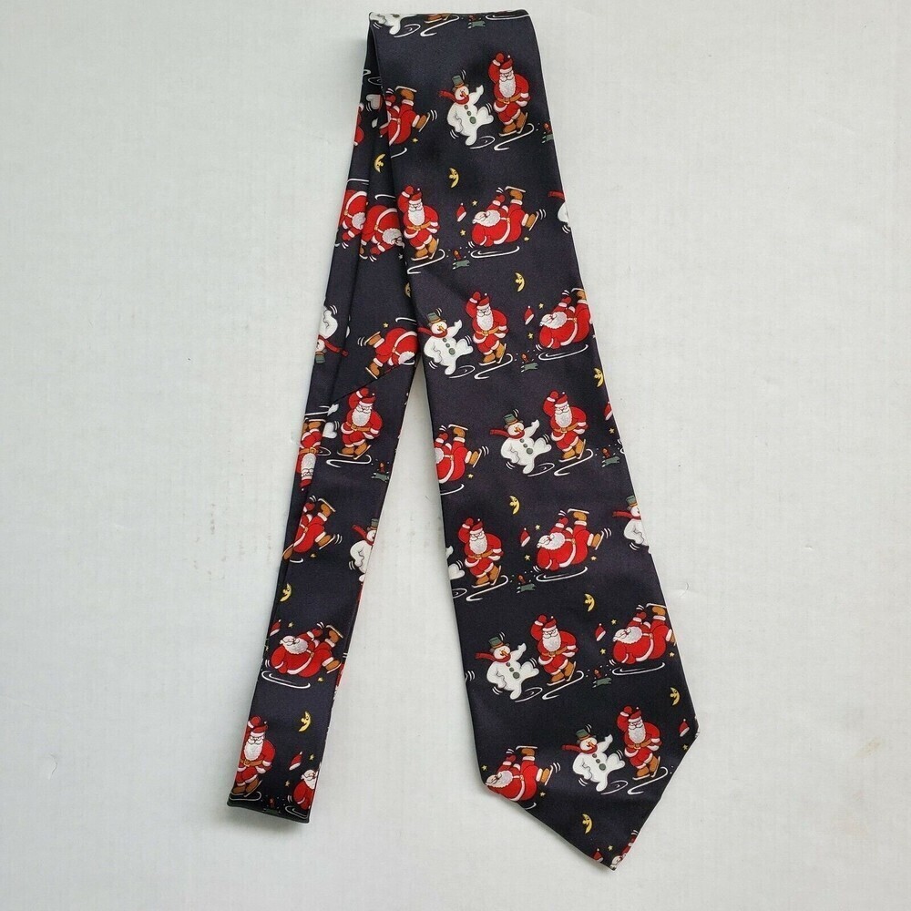 Ice Skating Santa Snowman Christmas Holiday Novelty Neck Tie American Traditions